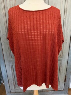 Eileen Fisher Textured Boxy Top - Rust
